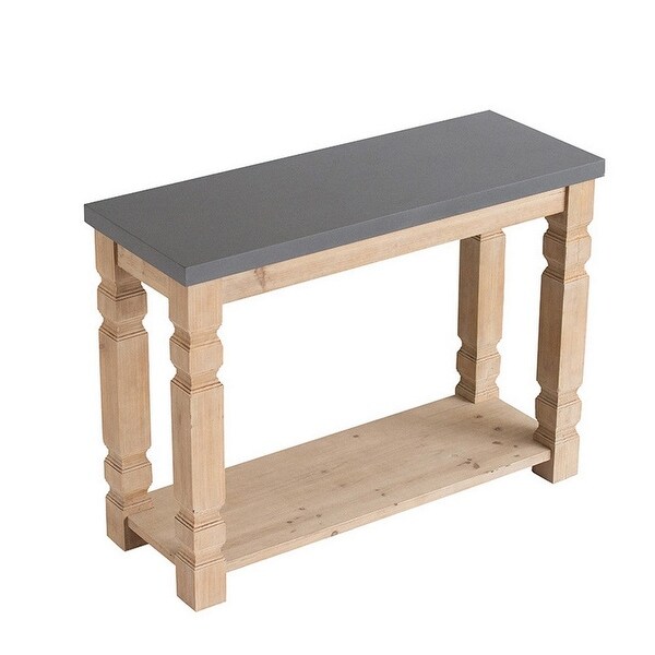 42 Inch Console Sideboard Table， Wood Frame， Concrete Top， Modern， Gray - 15.7L x 41.9W x 31.1H， in inches