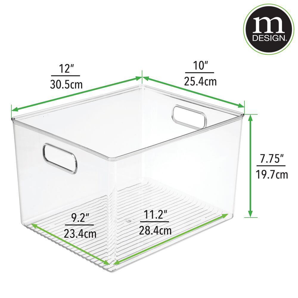 mDesign Plastic Storage Organizer Container Bin, Closet Organization for Hallway, Bedroom, Linen, Coat, and Entryway - Holds Clothing, Blankets, and Accessories, Ligne Collection, 4 Pack, Clear