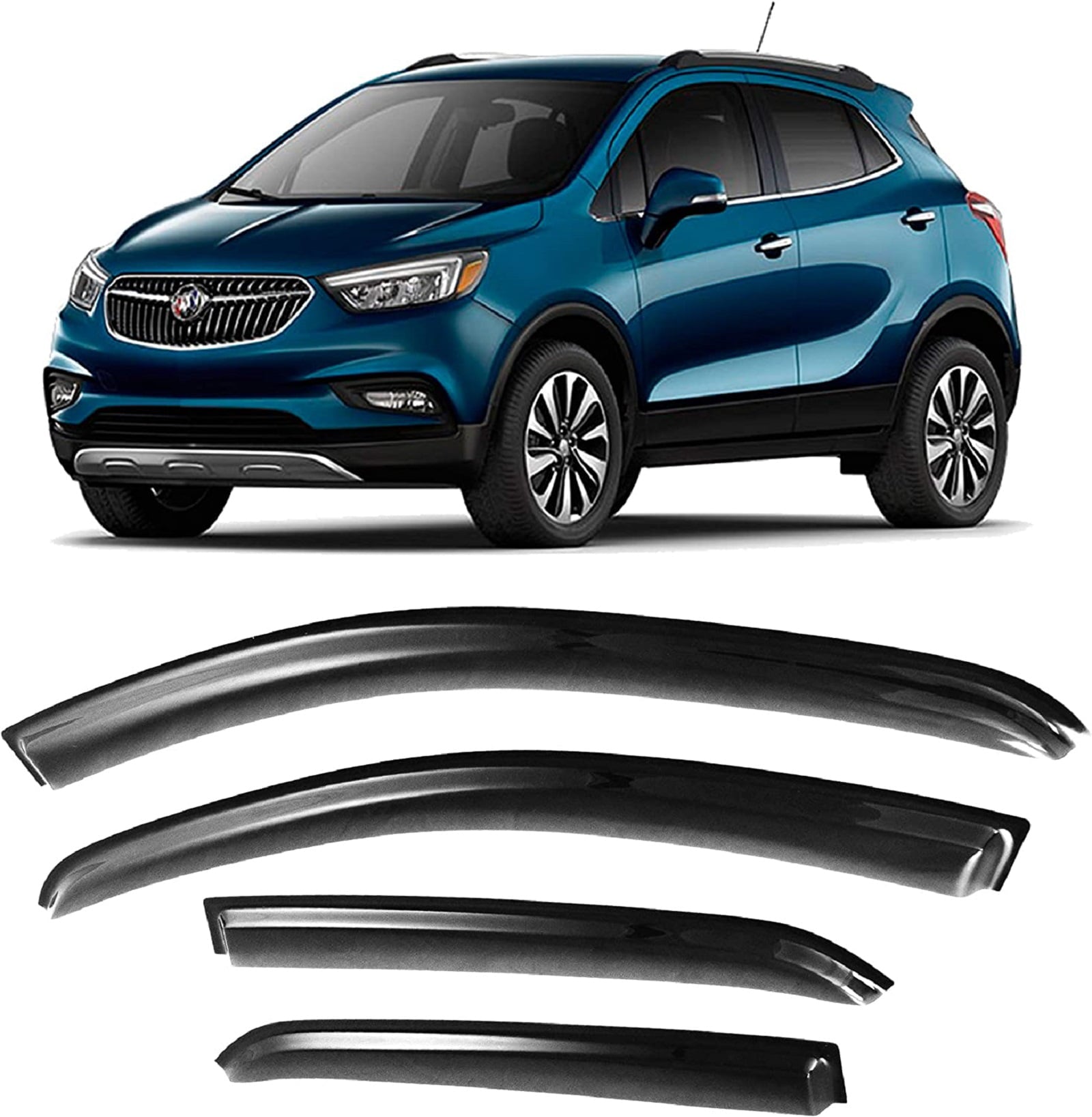 JSP Window Vent Visor For Buick Encore 2013-19 Tape-On Rain Guard Deflector