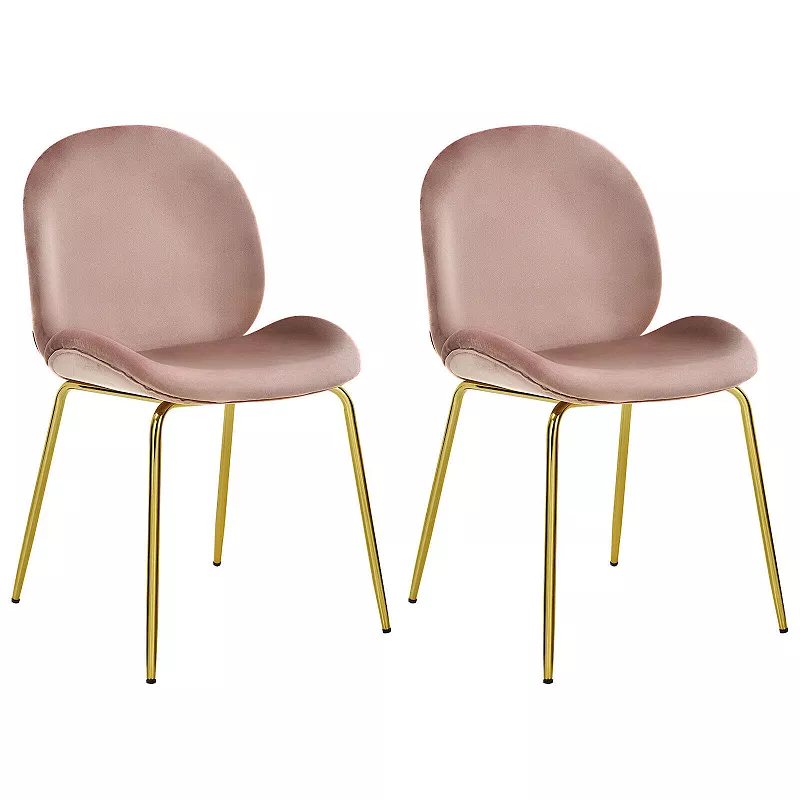 Set of 2 Velvet Accent Chairs with Gold Metal Legs