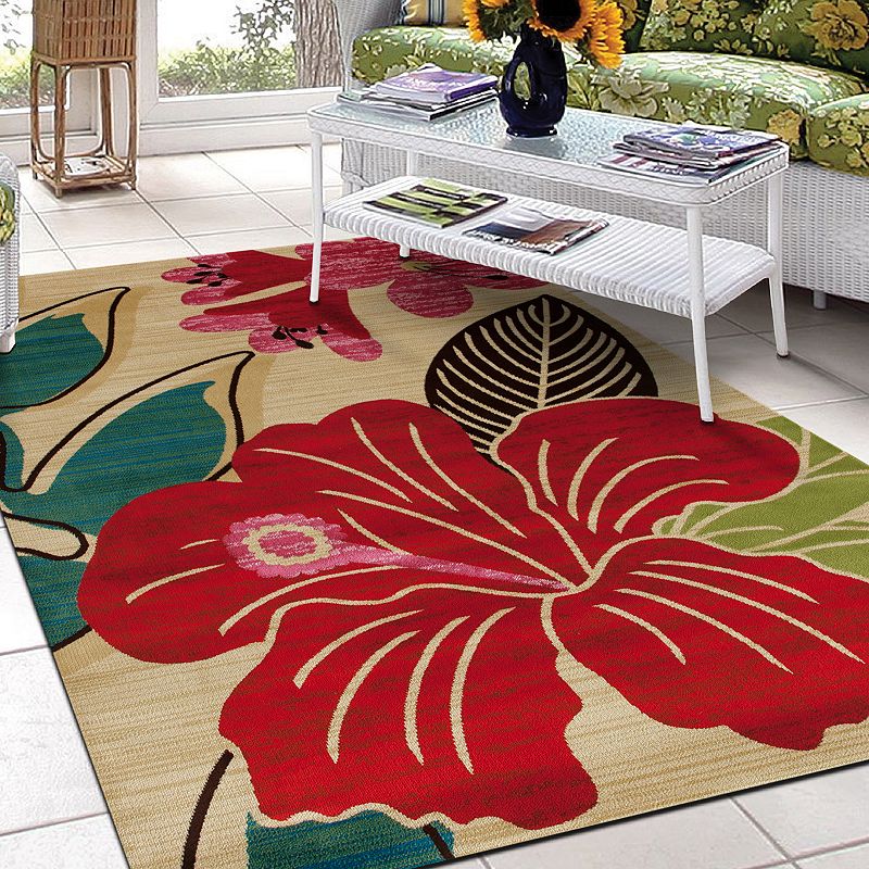 Art Carpet St. Croix Hibiscus Beige Indoor Outdoor Rug