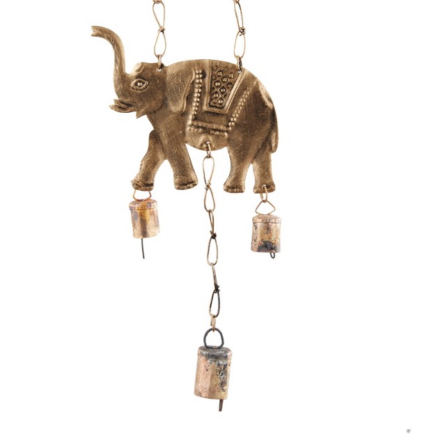 X 10 quot Eclectic Metal Elephant Windchime Brass Olivia amp May