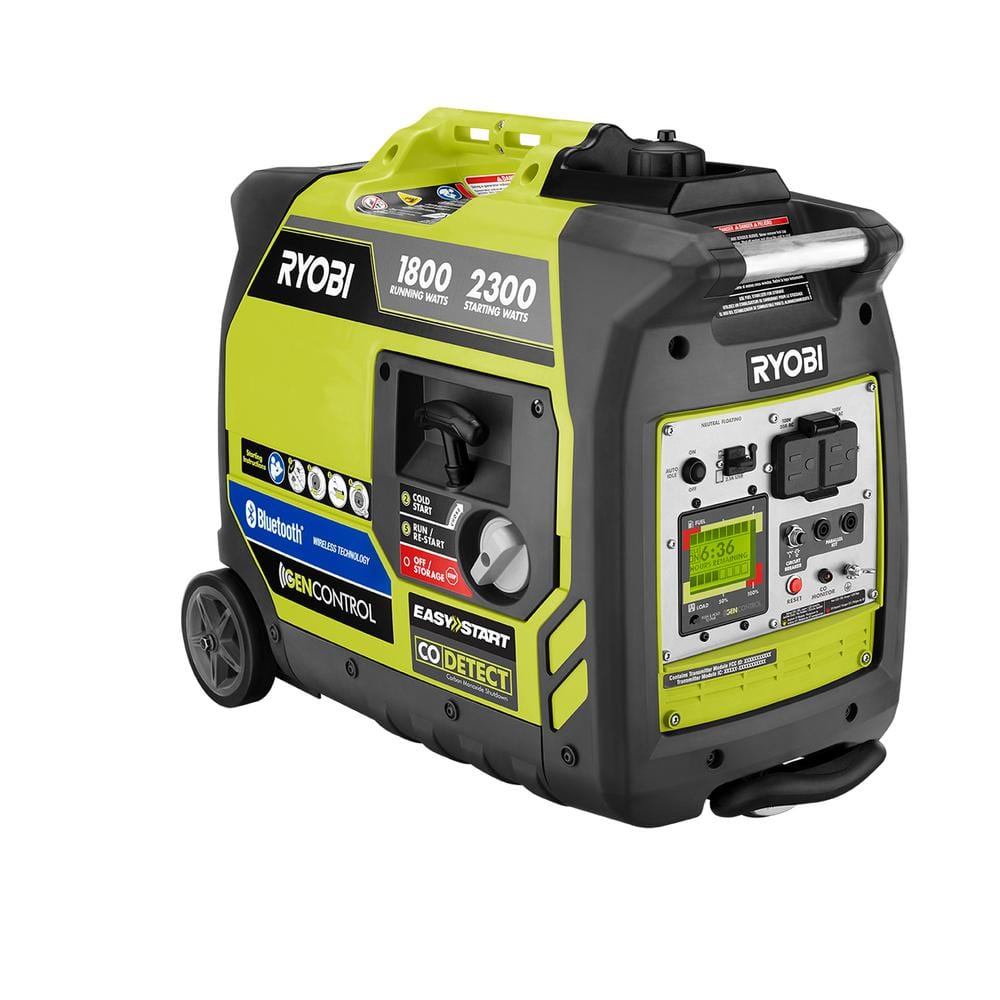 💥RYOBI 2,300-Watt Recoil Start Bluetooth Super Quiet Gasoline Powered Digital Inverter Generator with CO Shutdown Sensor RYi2322