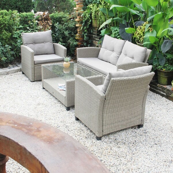 M4H Versailles 4Piece Wicker Sectional Outdoor Conversation Set