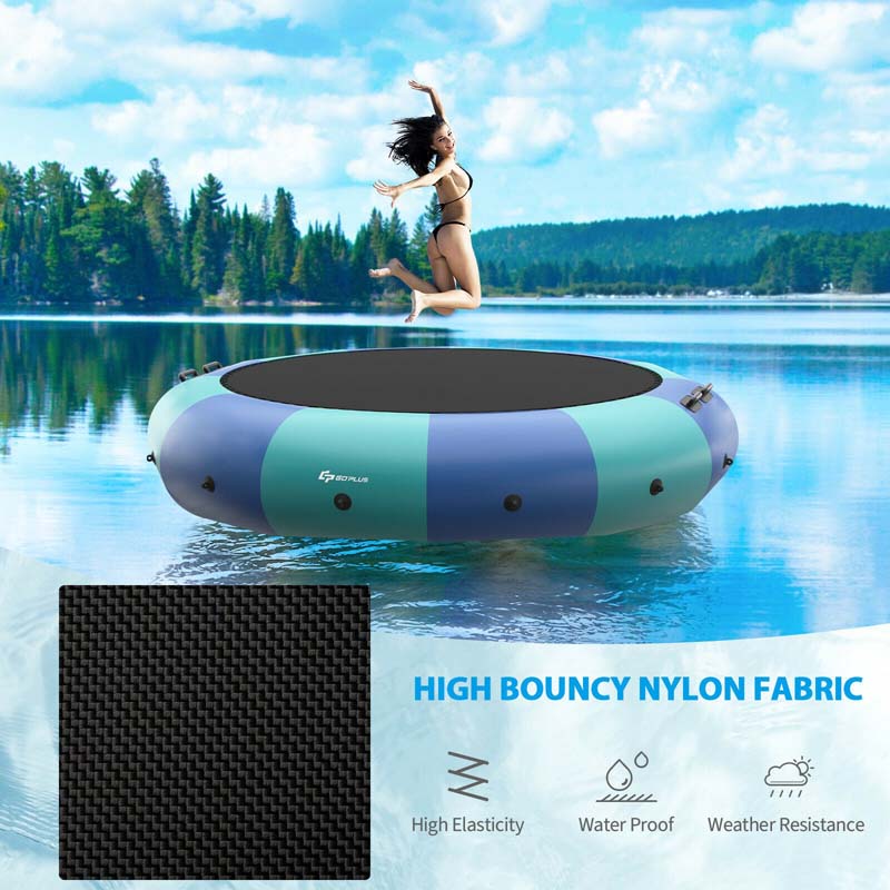 15 FT Inflatable Water Bouncer Trampoline Portable Bounce Swim Platform for Lakes Pools Calm Sea