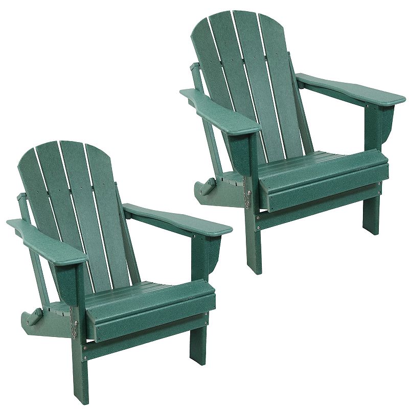 Sunnydaze All-Weather HDPE Foldable Adirondack Chair - Set of 2