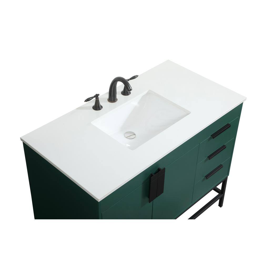 Timeless Home 22 in. W x 42 in. D x 33.5 in. H Bath Vanity in Green with Ivory White Quartz Top TH97684MGN