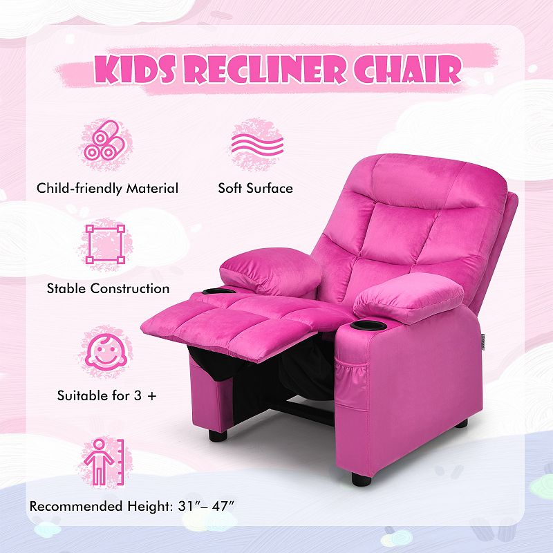 PU Leather Kids Recliner Chair with Cup Holders and Side Pockets