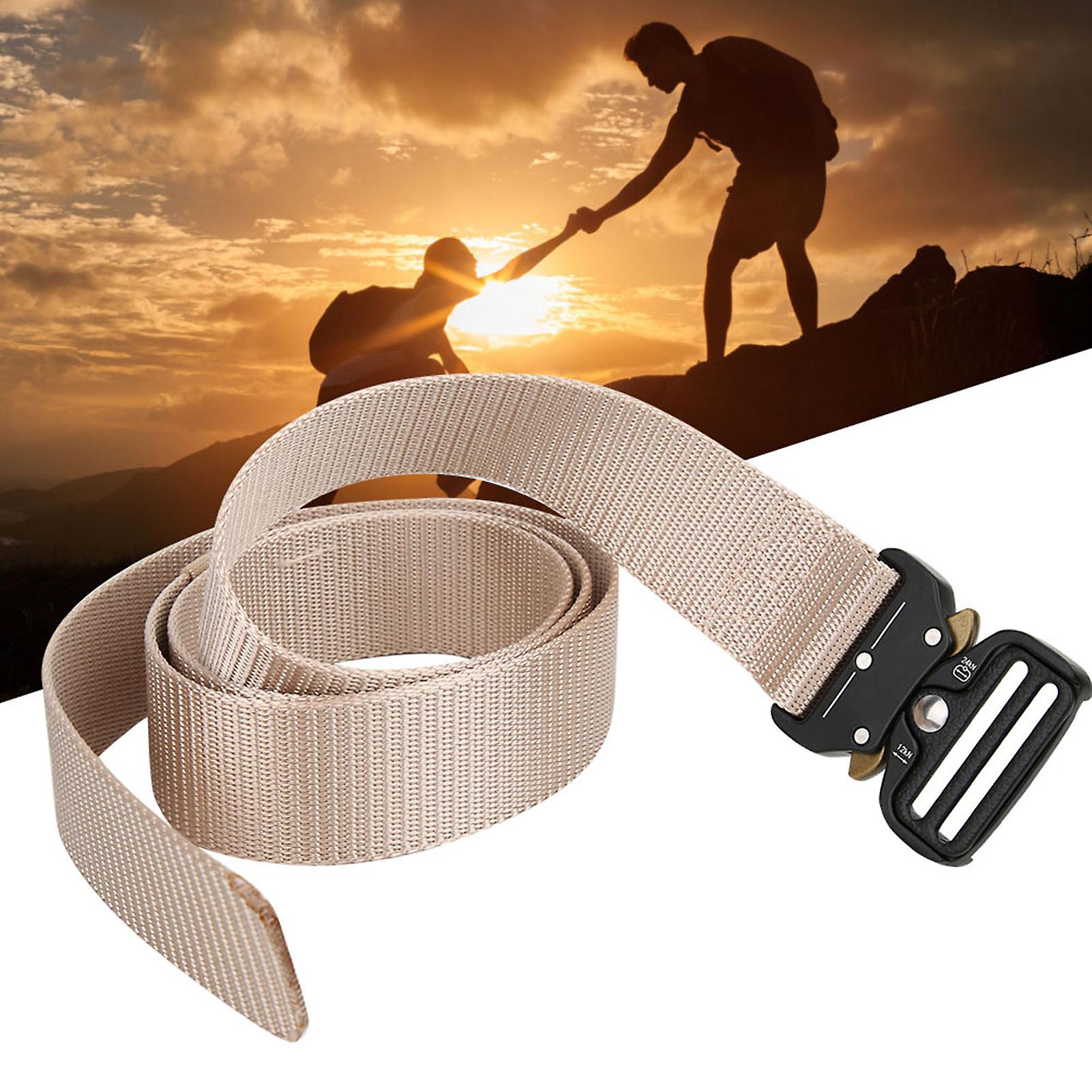 Nylon Outdoor Multifunction Rescue Rappelling Downhill Military Waist Belt Heavy Duty(khaki )