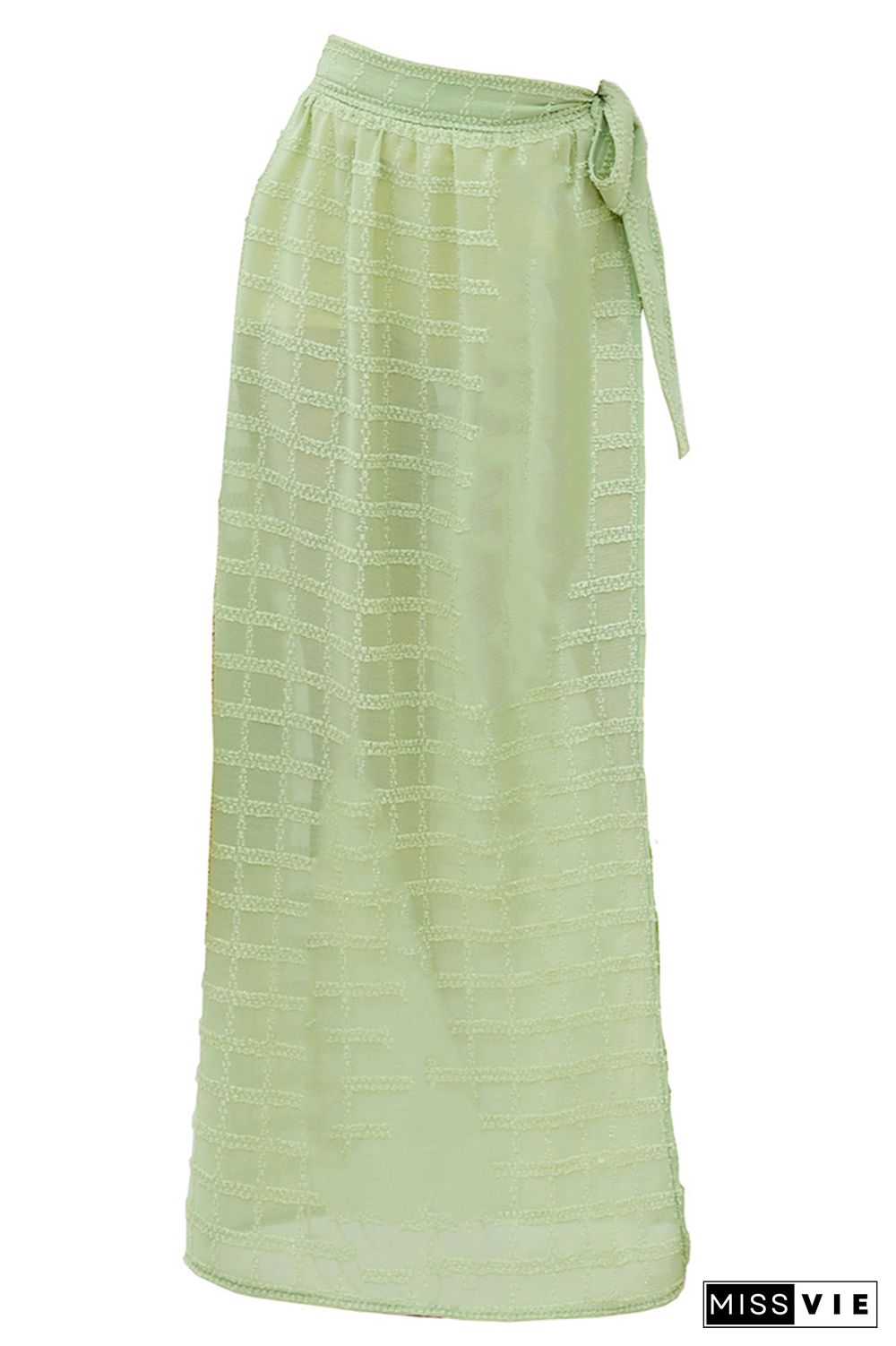 Texture Checked Side Split Maxi Cover Up Skirt