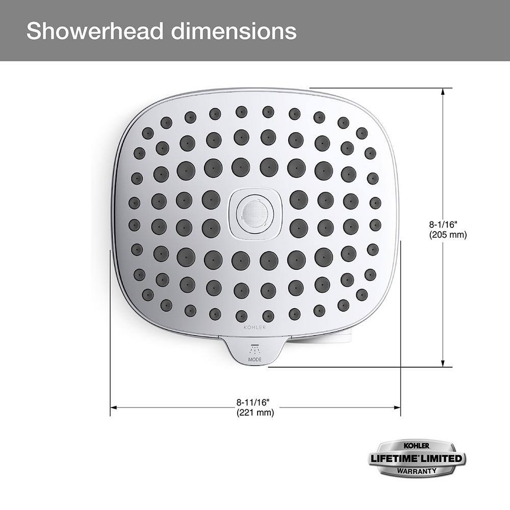 KOHLER Aquifer 3-Spray Pattern 1.75 GPM 8.8625 in. Wall-Mount Fixed Shower Head with Filtration System in Polished Chrome K-R24670-G-CP