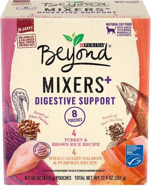 Purina Beyond Mixers+ Digestive Support Variety Pack Wet Cat Food， 1.55-oz pouch， case of 8