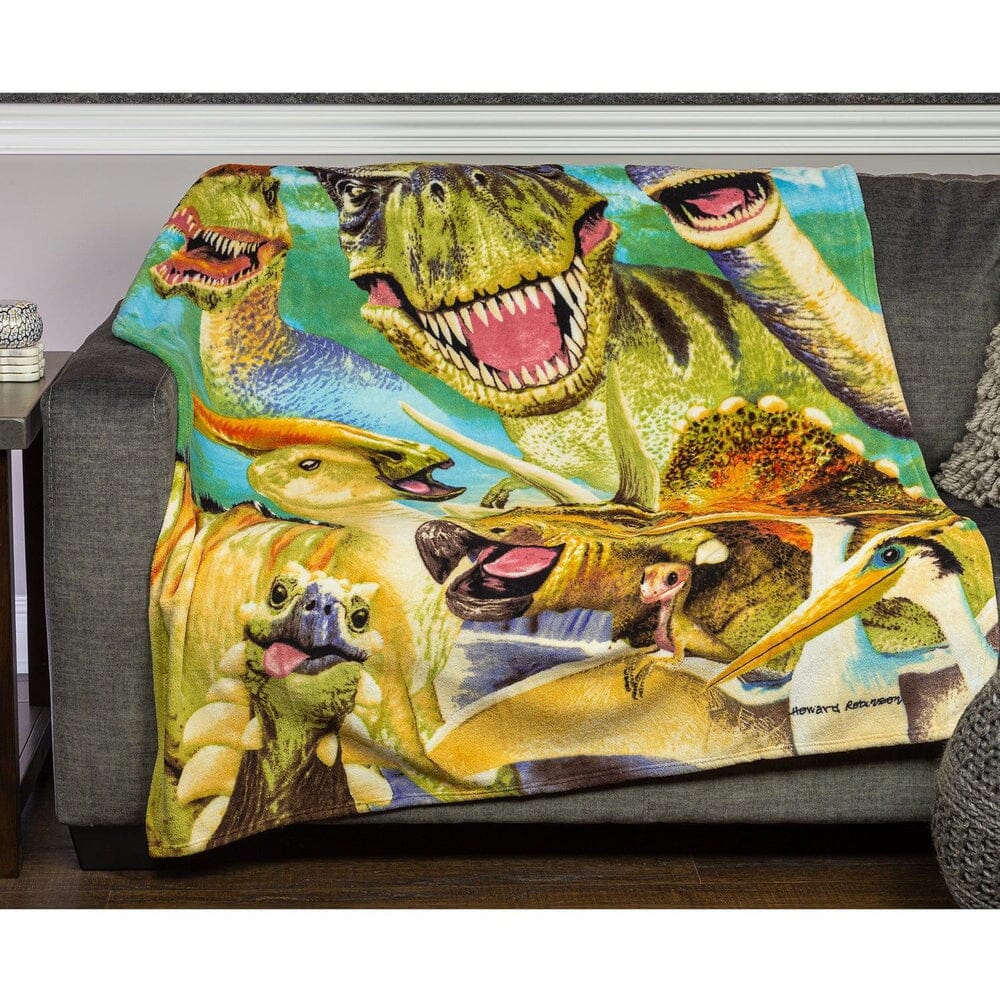 Dinosaurs Selfie Super Soft Plush Fleece Throw Blanket