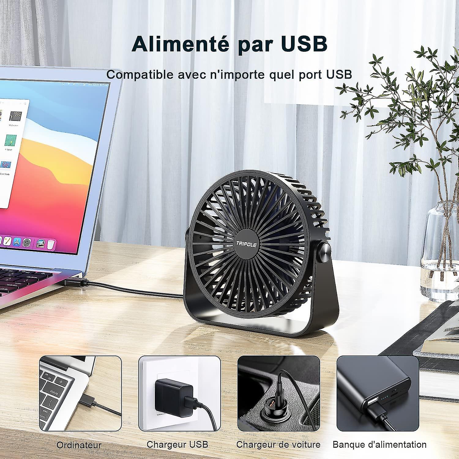 Usb Desk Fan， 3 Speed Table Fan， 360 Adjable Silent Fan， Portable Fan For ， Home， Bed， Car， Outdoor Cam-