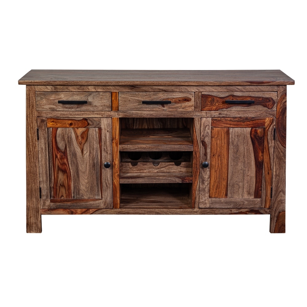 Porter Designs Kalispell Solid Sheesham Wood Sideboard Bar  Natural.