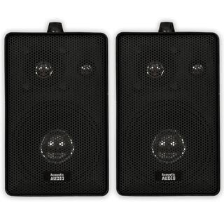 Acoustic Audio by Goldwood Indoor Outdoor 3-Way Speakers Mountable Pair in Black AA251B