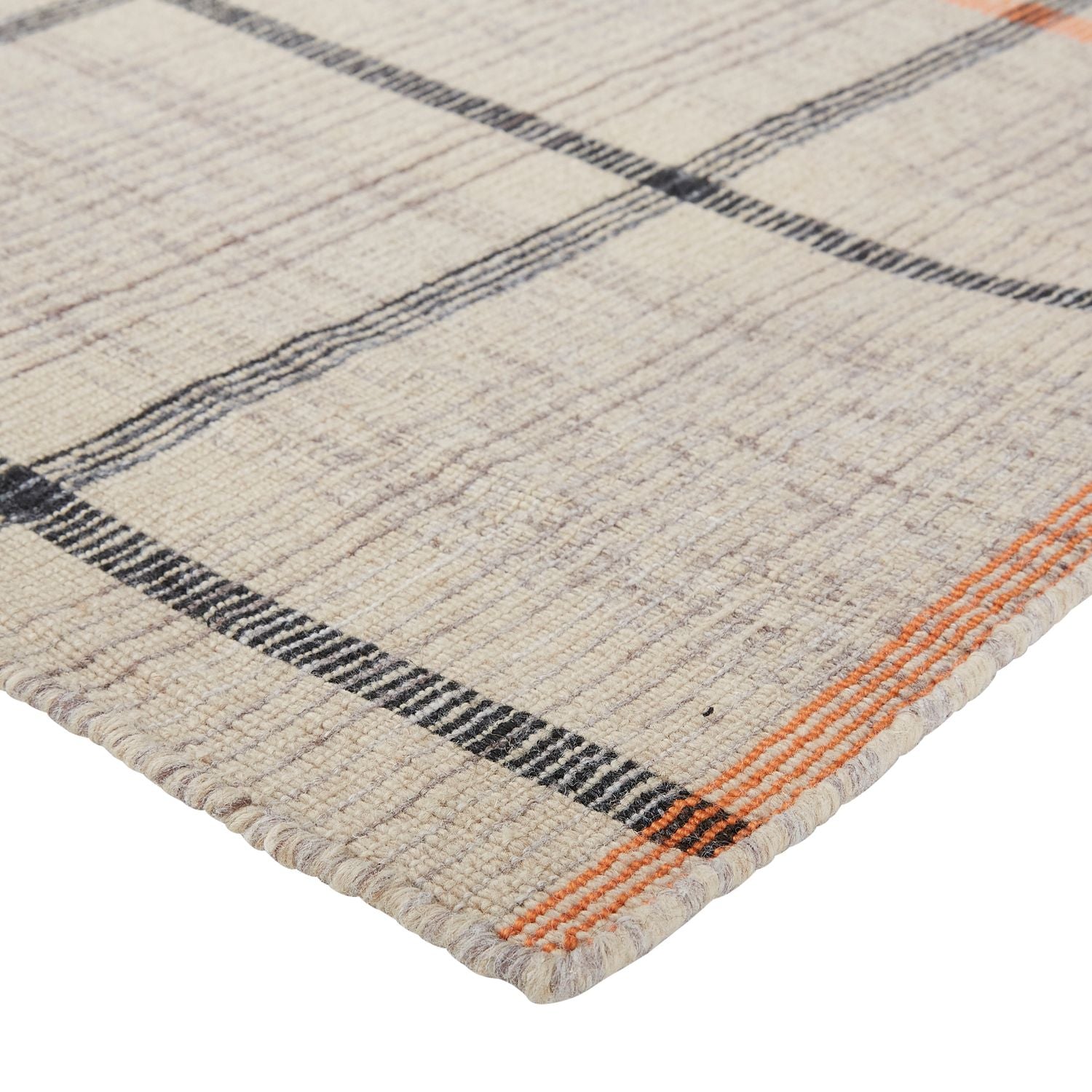 Moya Flatweave Beige and Red Rug by BD Fine