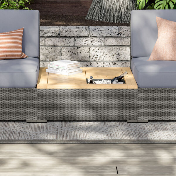 Boca Raton Rattan and Beige Outdoor Coffee Table