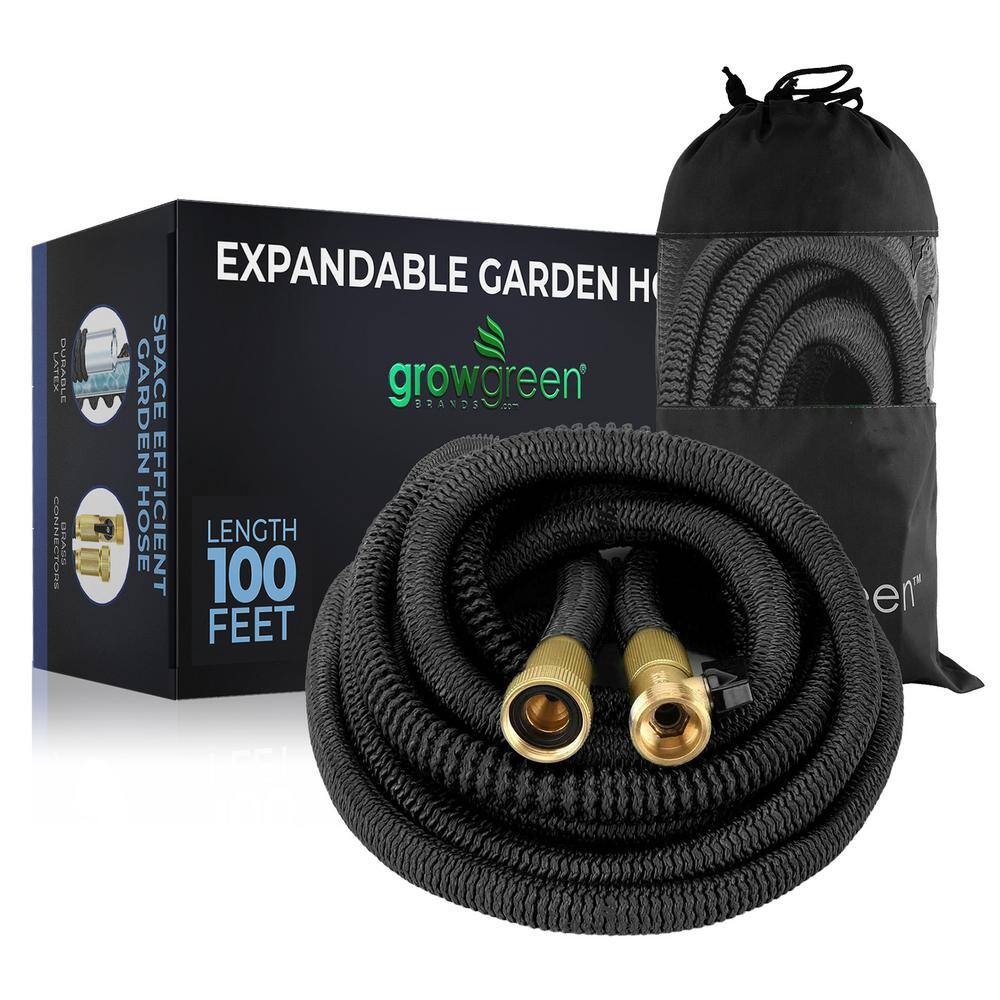 GrowGreen 34 in. x 100 ft. Heavy-Duty Expandable Garden Hose with Storage Sack New and Improved GB-100-HD