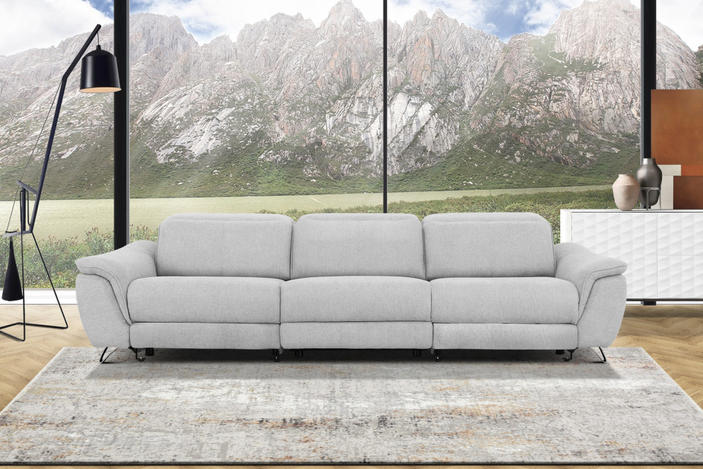 Divani Casa Paul Contemporary Gray Fabric 4 Seater Sofa With Electric Recliners   Contemporary   Sofas   by Vig Furniture Inc.  Houzz