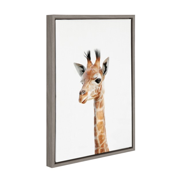 X 24 quot Sylvie Baby Giraffe Framed Canvas By Amy Peterson Gray Kate And Laurel