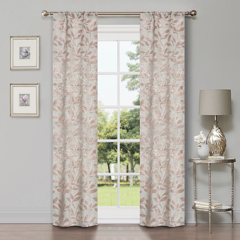 Superior Bohemian Leaves Insulated Thermal Blackout Rod Pocket Curtain Set