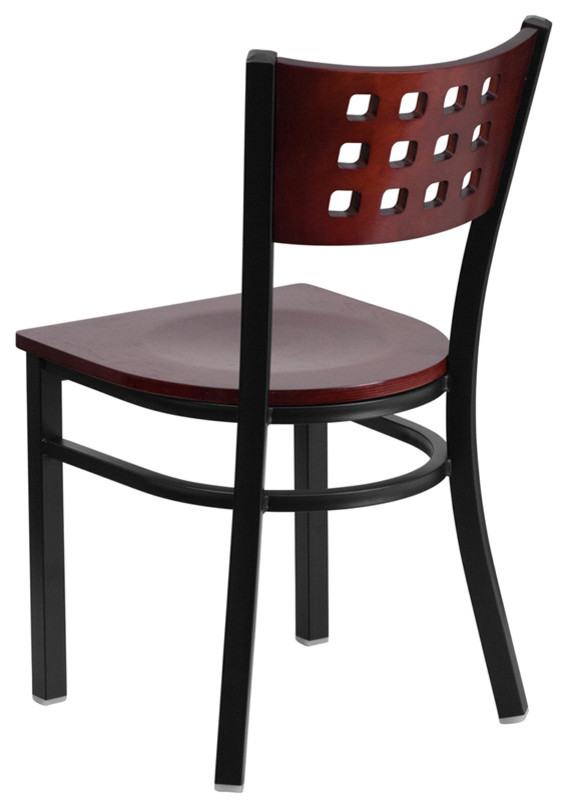 Hercules Series Black Decorative Cutout Back Metal Dining Chair   Transitional   Dining Chairs   by Pot Racks Plus  Houzz