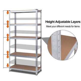 Costway 71 in. Heavy Duty Storage Shelf Steel Metal Garage Rack 5-Level Adjustable Shelves (4-Pieces) 4*TL33815SL