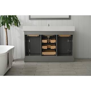 Design Element Milano 54 in. W x 22 in. D x 34 in. H Bath Vanity in Gray with White Quartz Top ML-54-GY