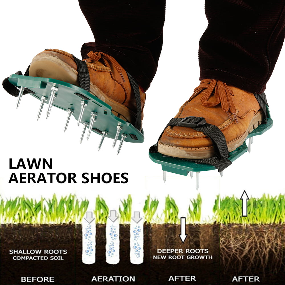 ZTOO 13 x 45 mm Spikes Pair Lawn Garden Grass Aerator Aerating Sandals Shoes with Metal Buckles and 3 Straps for Aerating Your Lawn or Yard