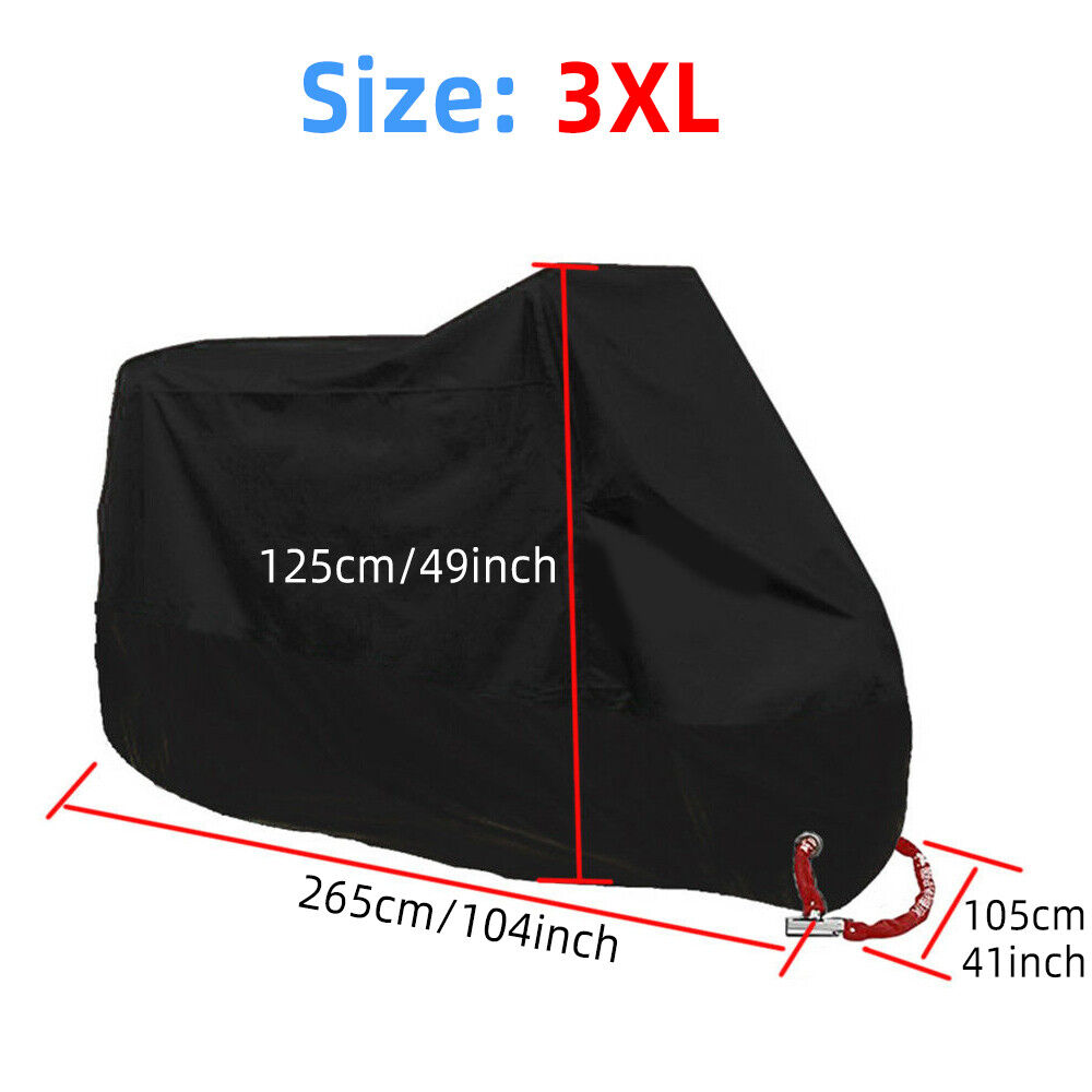 JLLOM Motorcycle Cover Waterproof Heavy Duty with Lock-Holes and Storage Bag for Outside Storage UV resistant 3XL