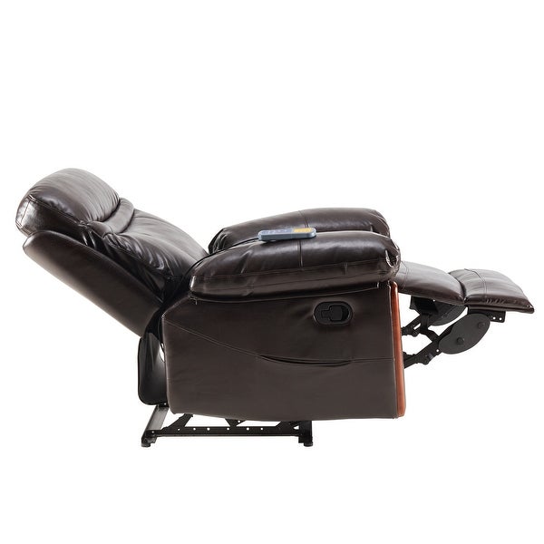 150-Degree Massage Recliner Extending Footrest PU Leather Sofa Chair with Remote Controller Heating and Massage Vibrating