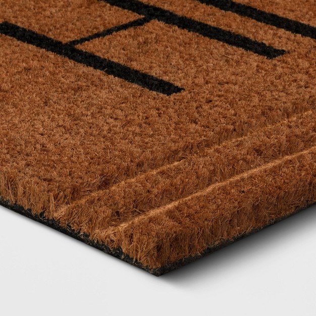 x27 hello x27 Stripe Border Coir Doormat Natural