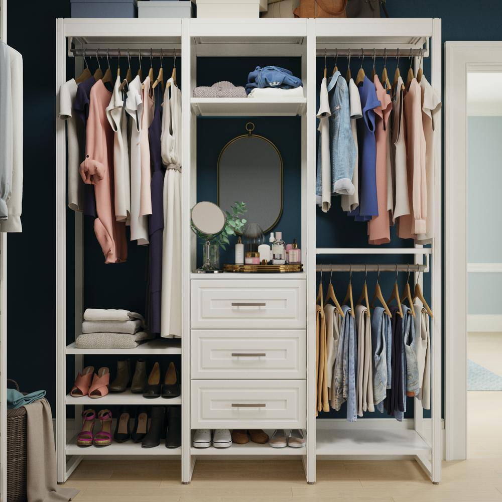 CLOSETS By LIBERTY 68.5 in. W White Adjustable Tower Wood Closet System with 3 Drawers and 11 Shelves HS56700-RW-06