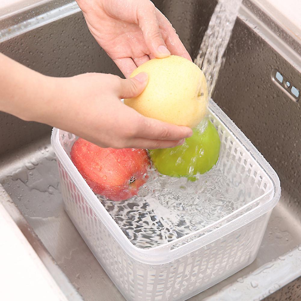 Portable Double Layer Filter Fruit Vegetable Washing Basket Strainer Kitchen Accessory