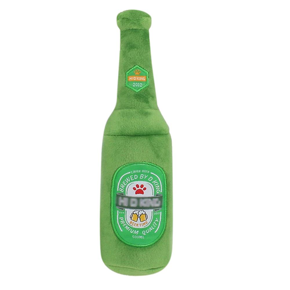 Squeaky beer bottle and cup dog toys