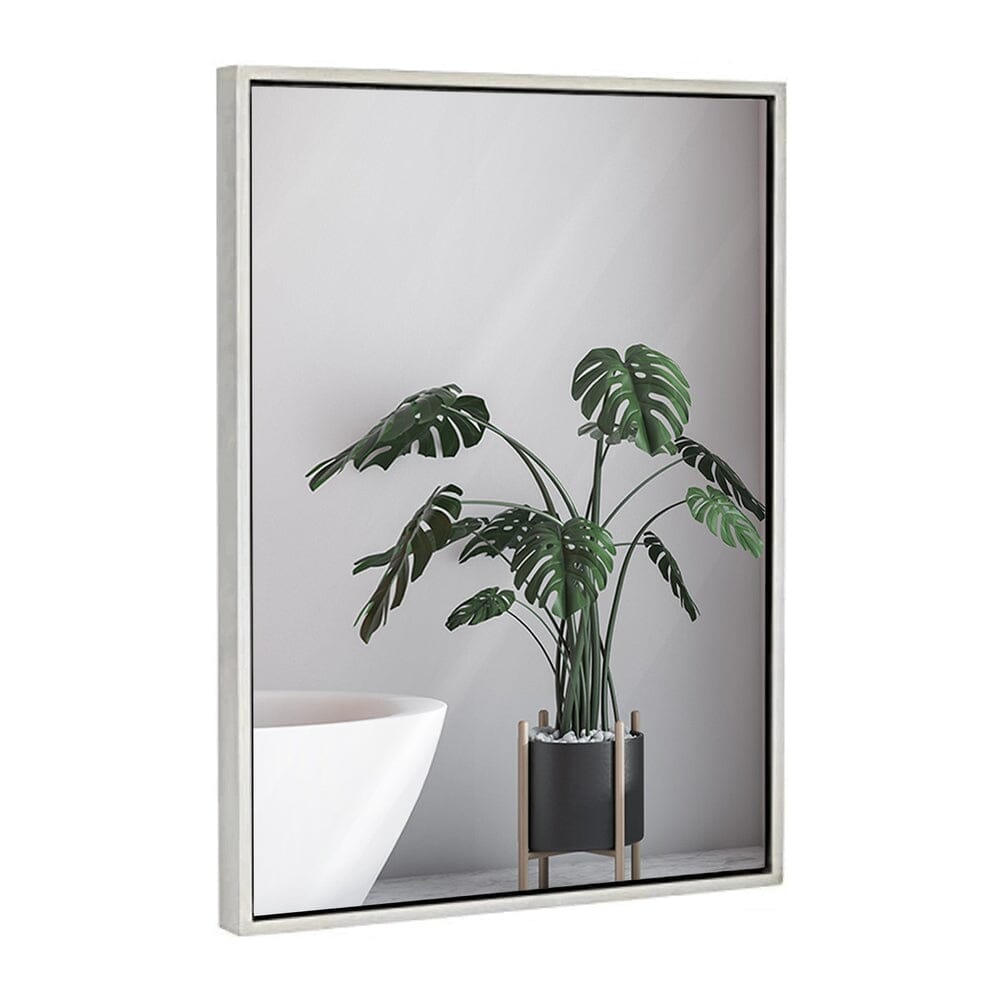 Clean Large Modern Antiqued Silver Frame Wall Mirror