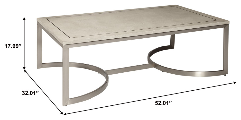 Unique Coffee Table  Geometric Brushed Nickel Base With Faux Shagreen Top  Gray   Contemporary   Coffee Tables   by Declusia  Houzz