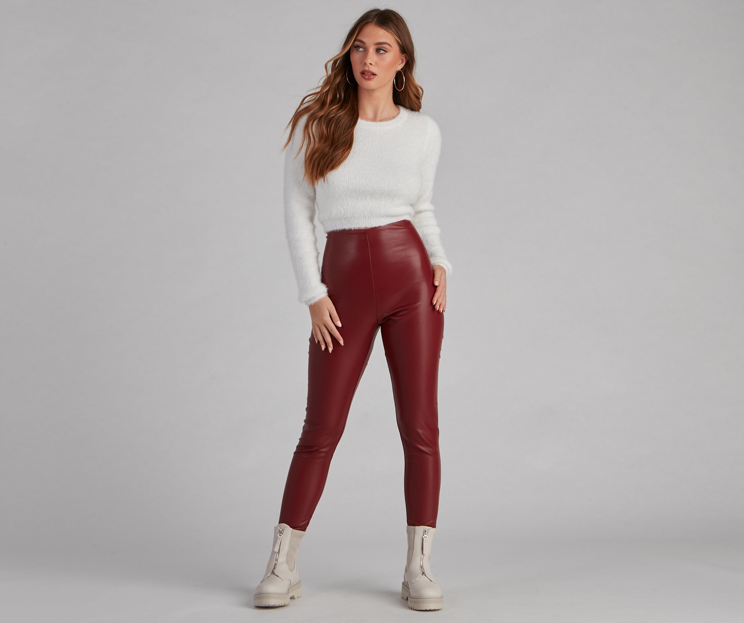 Eyelash Knit Crew Neck Crop Top