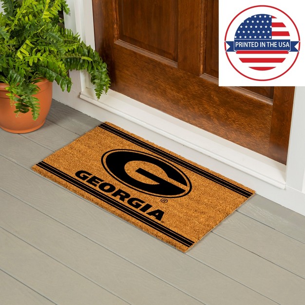 Evergreen University Of Georgia Logo Turf Mat Brown 28 X 16 Inches Indoor Outdoor Doormat