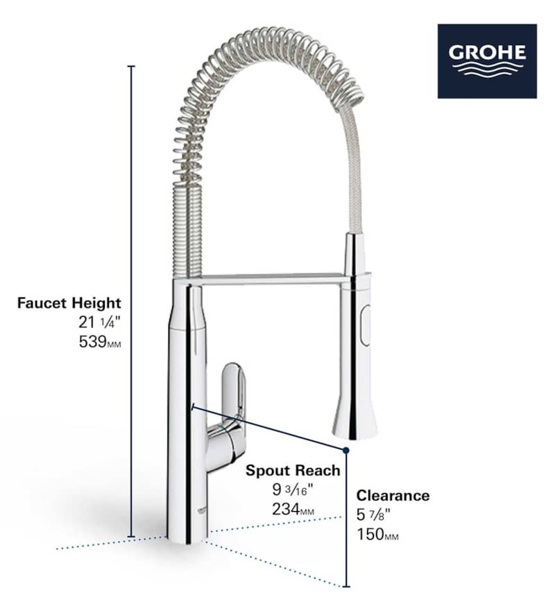 GROHE K7 Medium StarLight Chrome Semi-Pro Kitchen Faucet