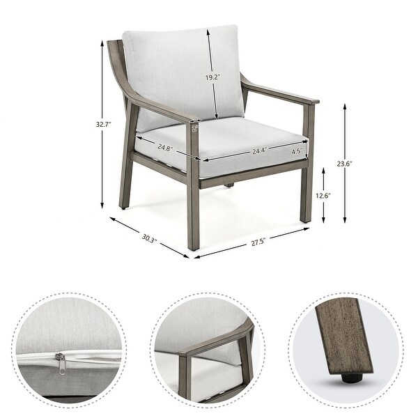 4Piece Aluminum Patio Conversation Set with End Table and Cushions