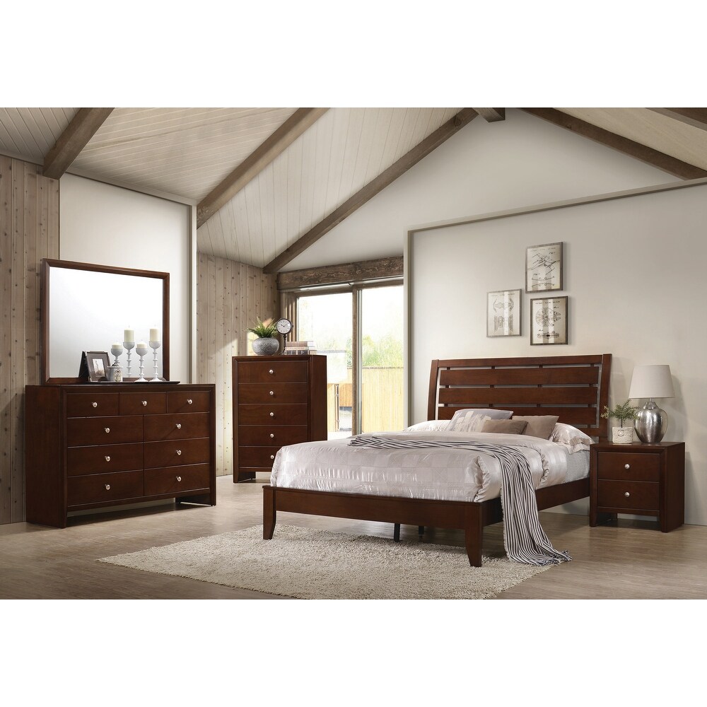 Crawley Rich Merlot 3 piece Panel Bedroom Set with Dresser and Mirror