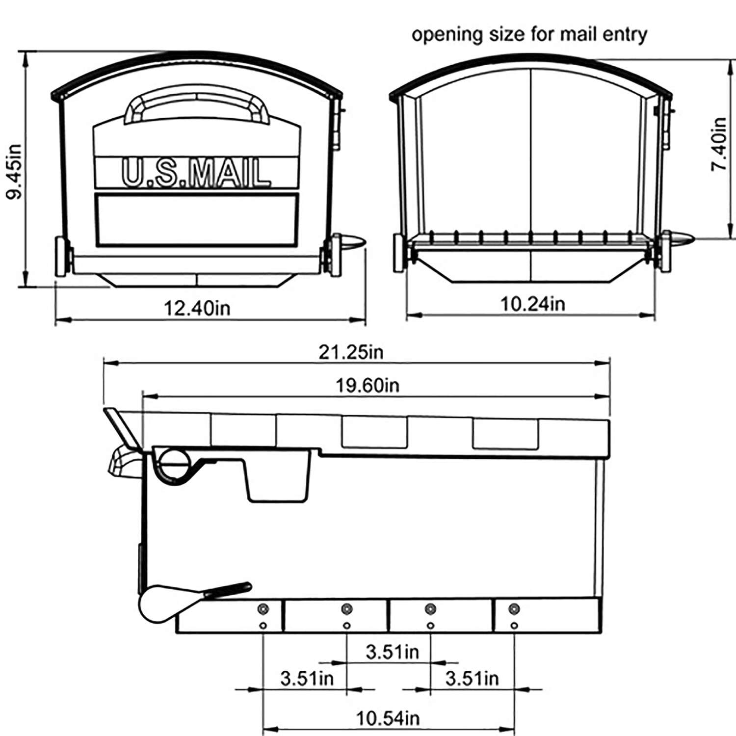 Gibraltar Mailboxes Patriot Classic Plastic Post Mount Black Mailbox