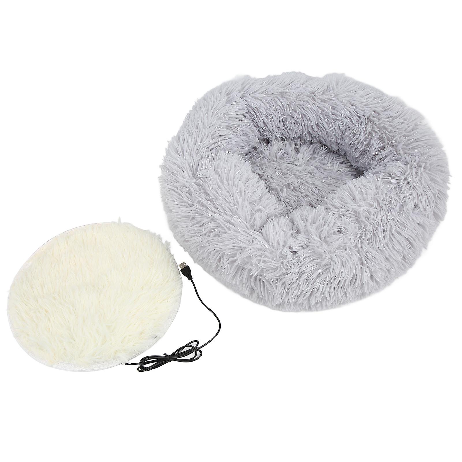 Electric Pet Heating Bed Adjustable Temperature Waterproof Usb Heating Cat Litter For Cats Dogsdiameter 40cm/15.7in Gray