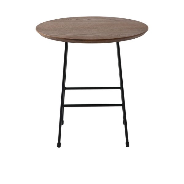 LeisureMod Rossmore Modern Round Side Table With Black Steel Frame - 19.7