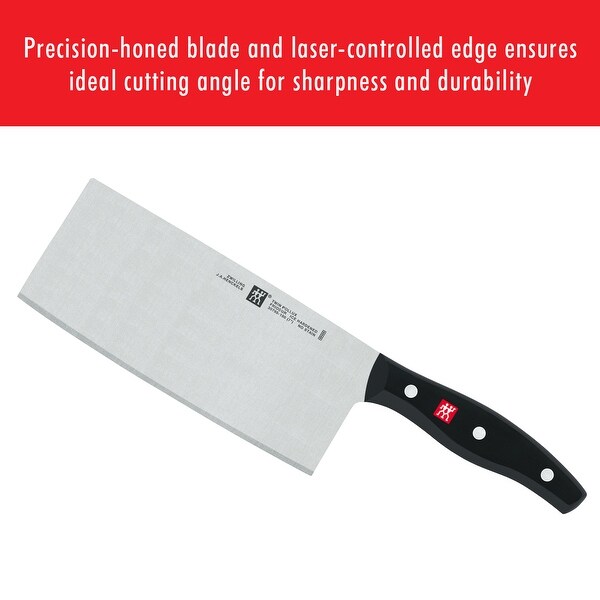 ZWILLING TWIN Signature Chinese Chef Knife， Chinese Cleaver Knife， 7-Inch， Stainless Steel， Black - 7-inch