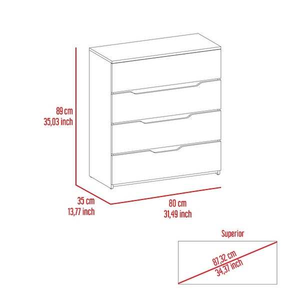 Minimalist Style 4-Drawer Rectangle Dresser， Modern Storage Organizer Dresser， Accent Chests of Drawers for Living Room Bedroom - - 37828166