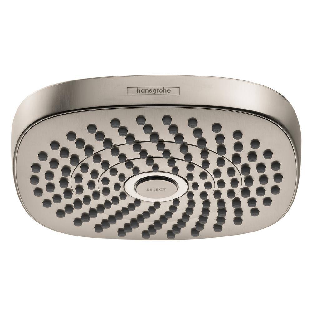 Hansgrohe Croma Select E 2-Spray Patterns 2.5 GPM 7 in. Fixed Shower Head in Brushed Nickel 04925820