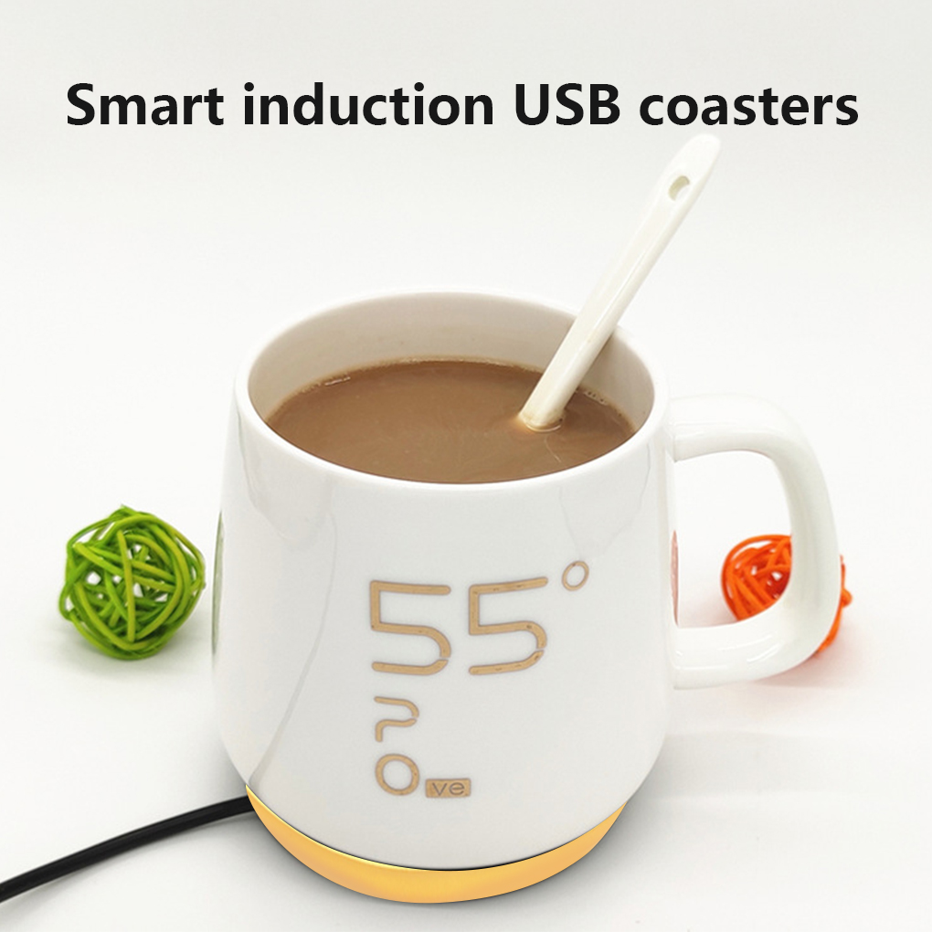 Elroy Coffee Mug Warmer Electric Beverage Plate USB Heating Coaster Milk Cup Thermostat Pad， Golden